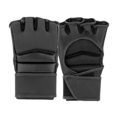 Black Leather MMA Gloves