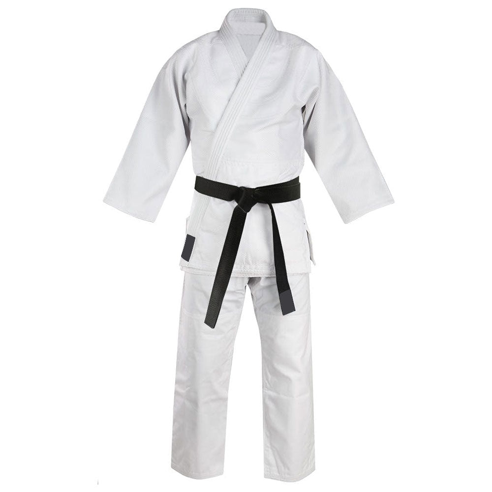 White Suit and Black Belt Judo Uniform