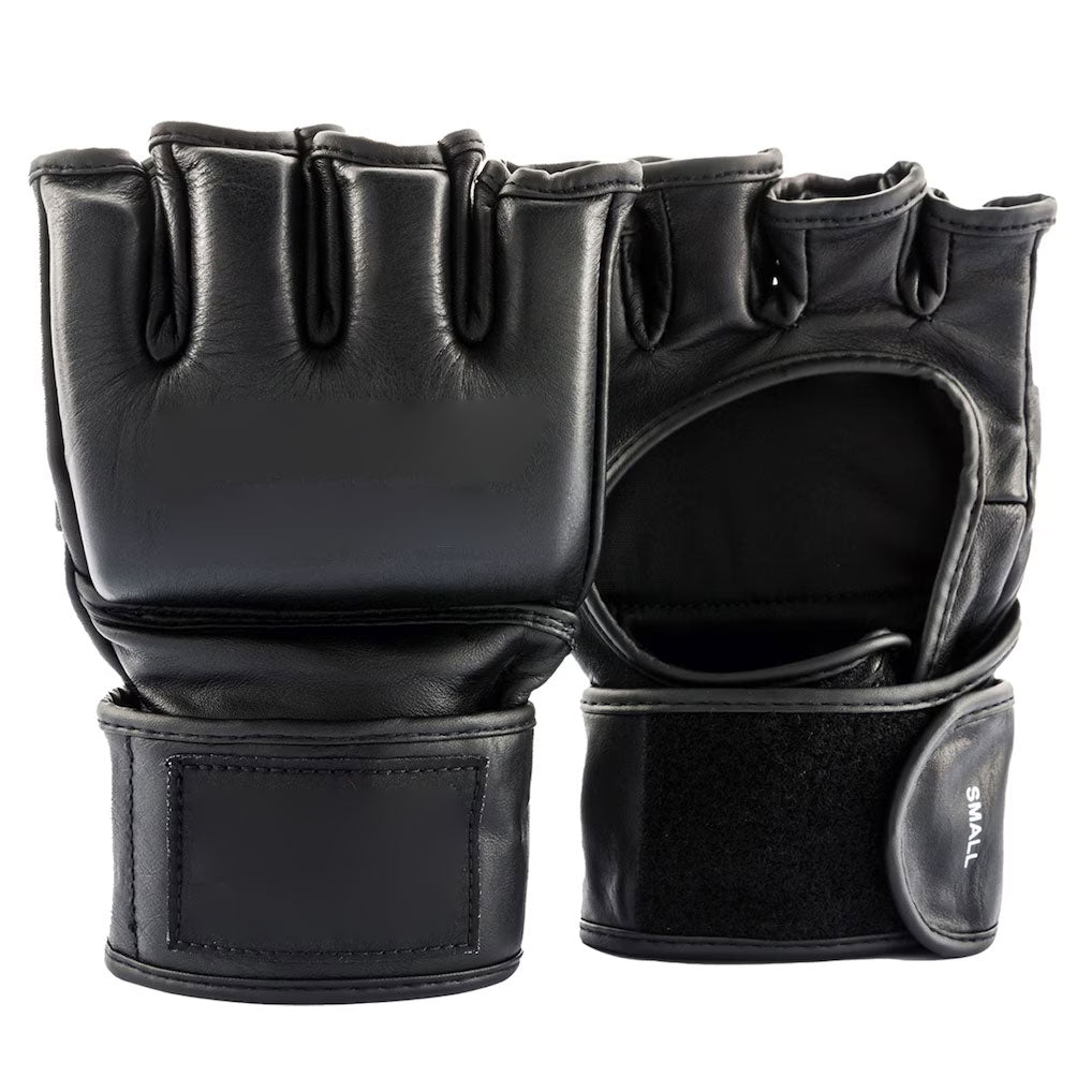 Black Artificial Leather MMA Gloves